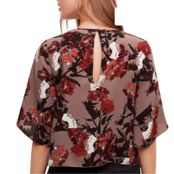 Wilfred Cambrai blouse, floral cropped short sleeves size XS excellent condition - Picture 2 of 12